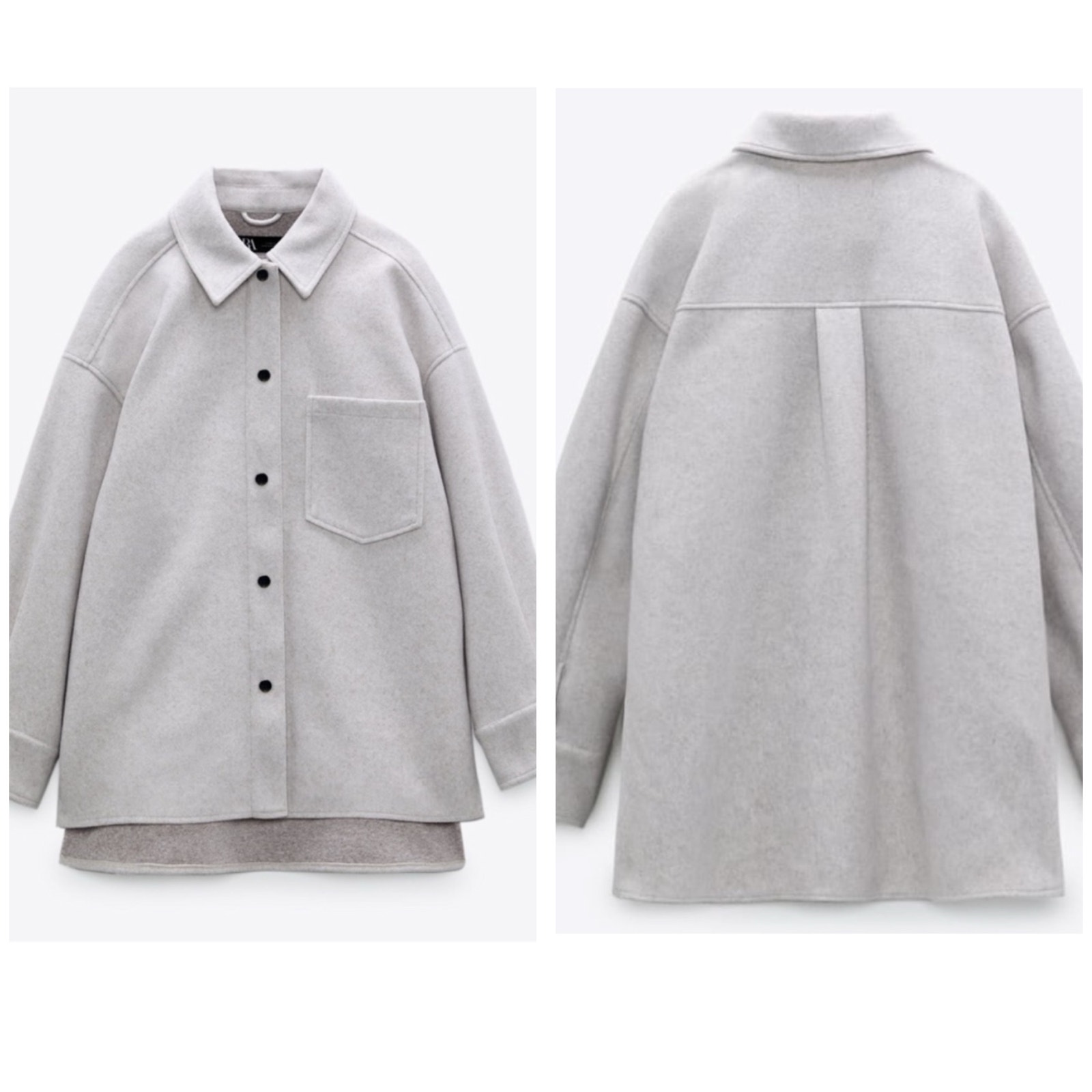 Zara Relaxed Fit Felted Overshirt Jacket Size Xs 3046/044 Oversized Cream